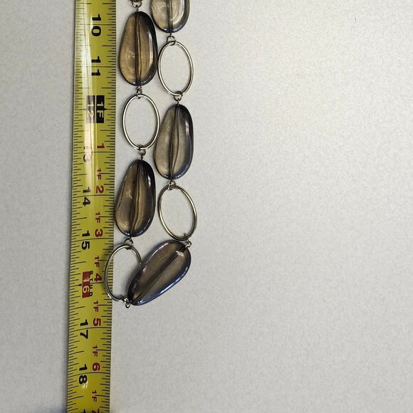 Gold Toned Loop Necklace With Brown/Black Clear Stones, 16" - Picture 4 of 4